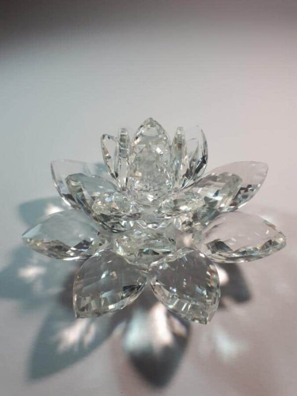 Krištálový brúsený lotosový kvet číry 15 cm