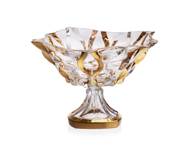 Krištálová miska na nohe Samboa gold 30,5 cm