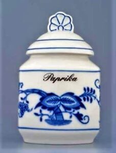 Cibulák – Korenička s viečkom + nápis – originálny cibuľový porcelán 1. akosť