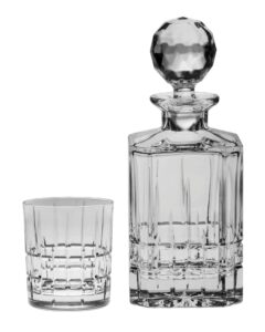 Set krištáľová brúsená whisky fľaša DOWPER 1 + 6 pohárov
